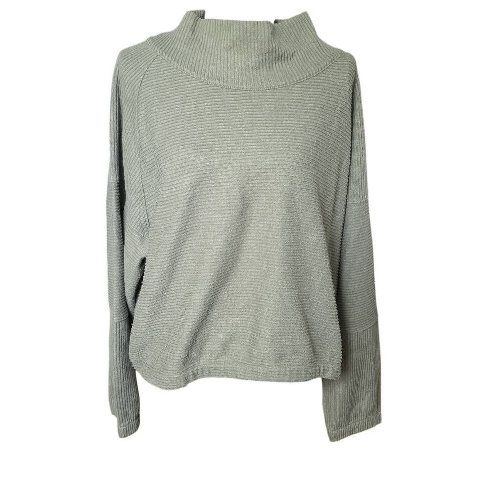 PrAna Women's Size XL Olive Green Soft Ribbed Skim Long Sleeve Mock Neck Shirt